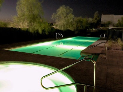 Athletes&rsquo; Performance Arizona, pool and spa at night